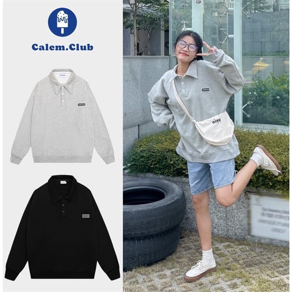 POLO TAY DÀI CALEM TEM CAO SU - ĐEN - XL 1
