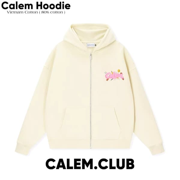 HOODIE ZIP CALEM BUBBLE - MỠ GÀ - L 1
