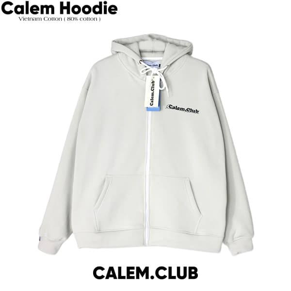HOODIE ZIP CALEM - XÁM TRẮNG - XL 1